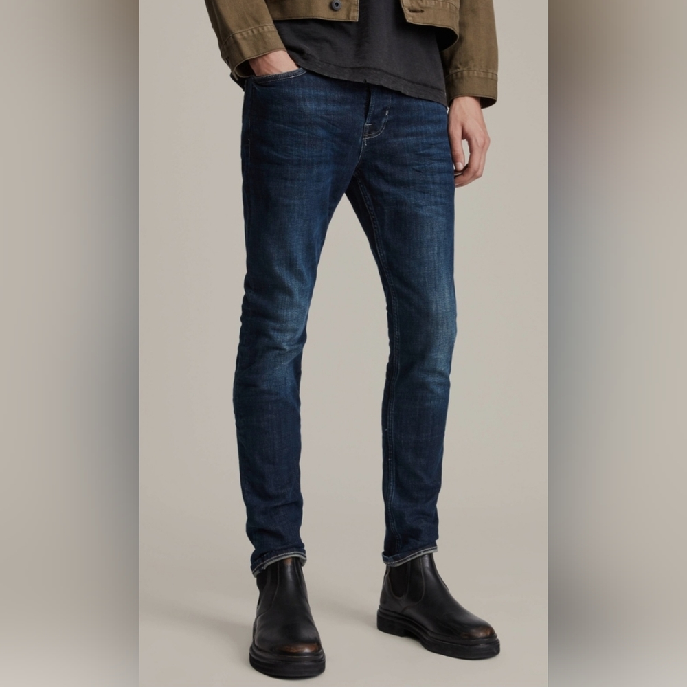All Saints Dark Blue Men's Skinny Jeans